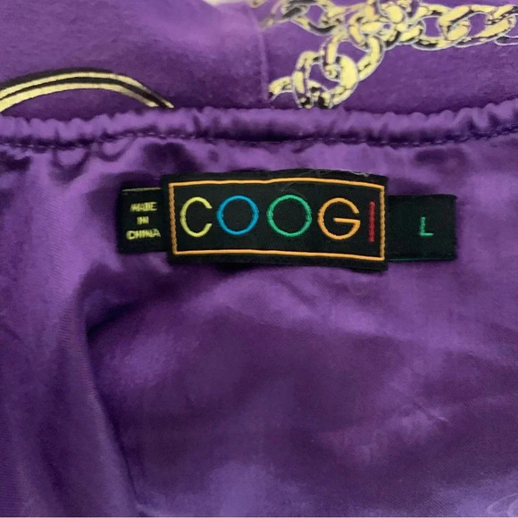 Coogi Purple Gold Short Sleeve Hooded Zip Up Bling Y2K Long  Zip Hoodie L - Picture 3 of 15